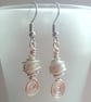 Ivory Miracle Bead Dangle Earrings - Silver Wire Wrapped Spiral Drop Earrings - Image 2