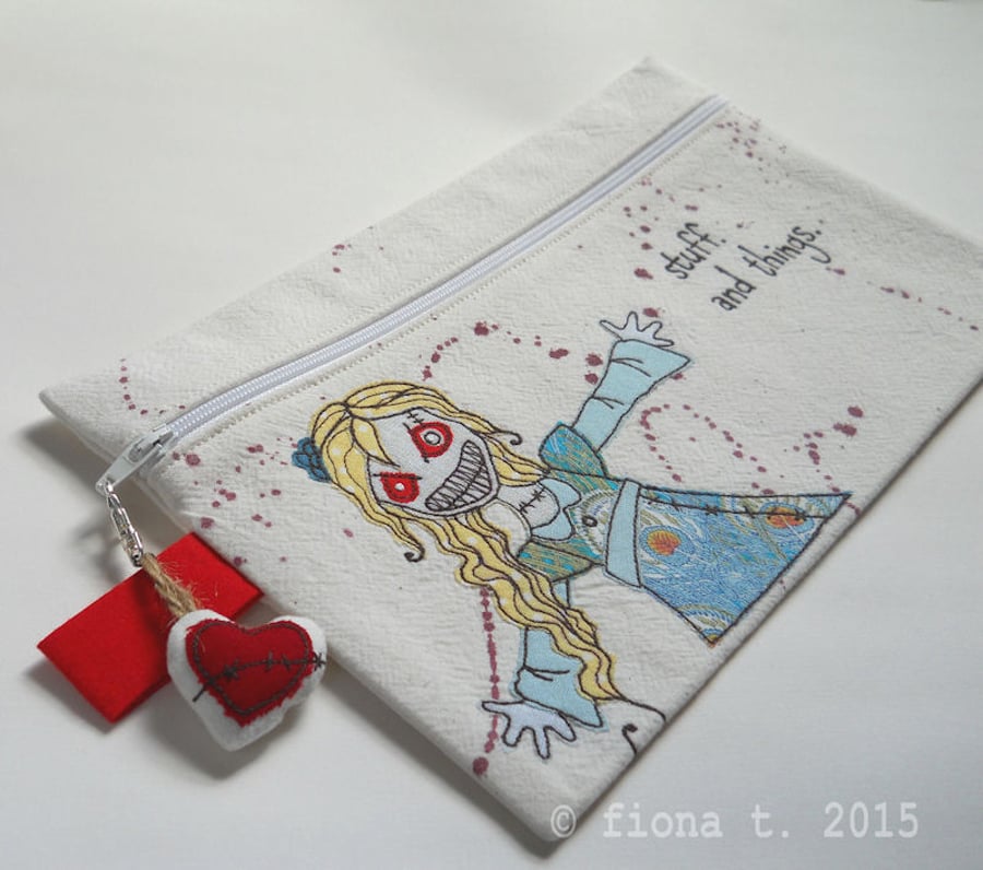 freemotion embroidered zombie pencil case large