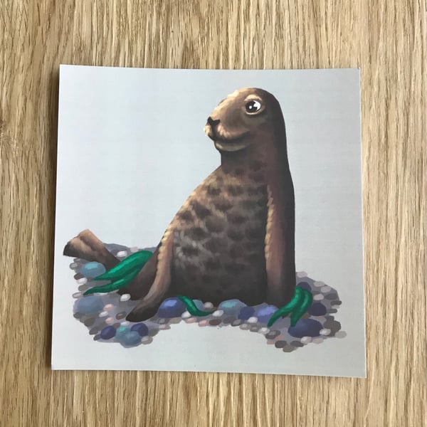 Brown Seal Square Post Card Print