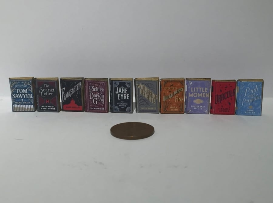 1:12 set of 10 miniature books 19th Century Novels