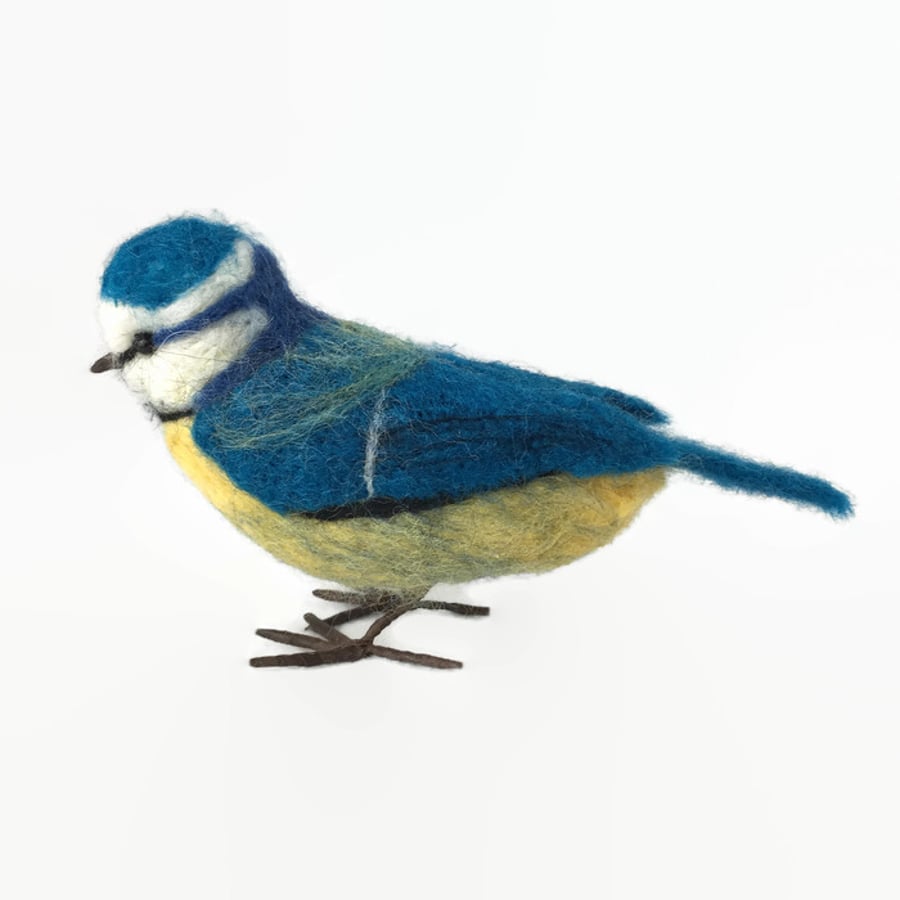 British garden birds, needle felted blue tit