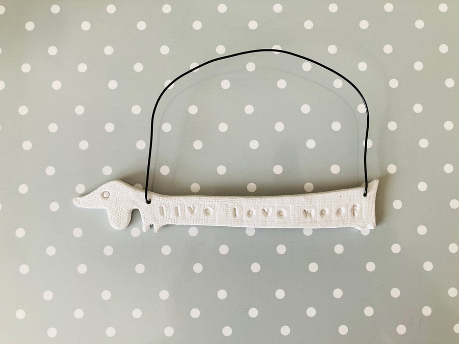 Sausage dog hanger, air dry clay sausage dog, gift idea