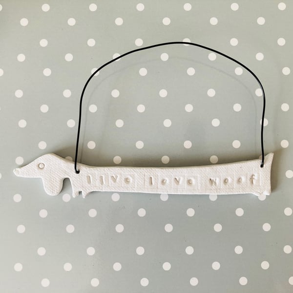 Sausage dog hanger, air dry clay sausage dog, gift idea