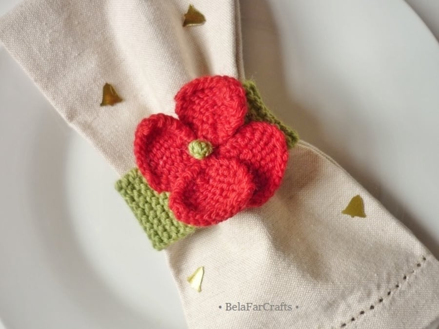 Poppy napkin rings (6) - Wedding table decor - Party favours - Christmas poppies