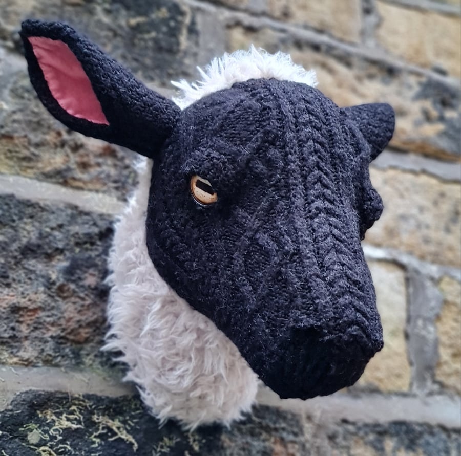 Faux black faced sheep head - Shirley