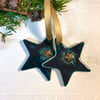 Large blue and gold ceramic star decoration 