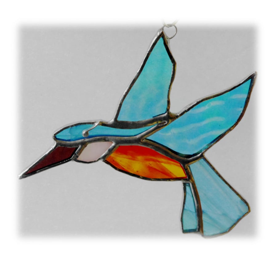 Kingfisher Suncatcher Stained Glass British Bird Handmade 047