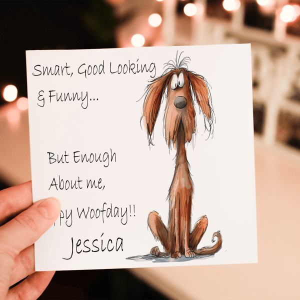 Irish Setter Dog Birthday Card, Dog Birthday Card, Personalized Dog Breed Card, 