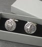 Handmade Silver Pewter Cufflinks,Fish Design - Image 3