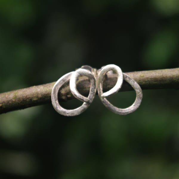 Silver Chunky Swirl Stud Earrings