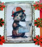 Comical Beaver - Hand Crafted Decoupage Greeting Card - Blank 2921