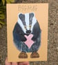 Badger cute blank card, thank you, get well, all occassions - Image 2