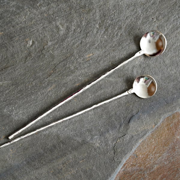 Rustic Coffee Spoon in Solid 925 Sterling Silver