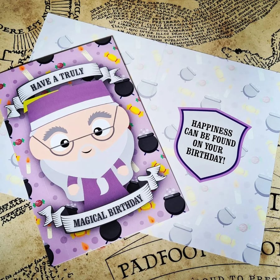 Albus Dumbledore original design Birthday Card - Harry Potter - Fantastic Beasts