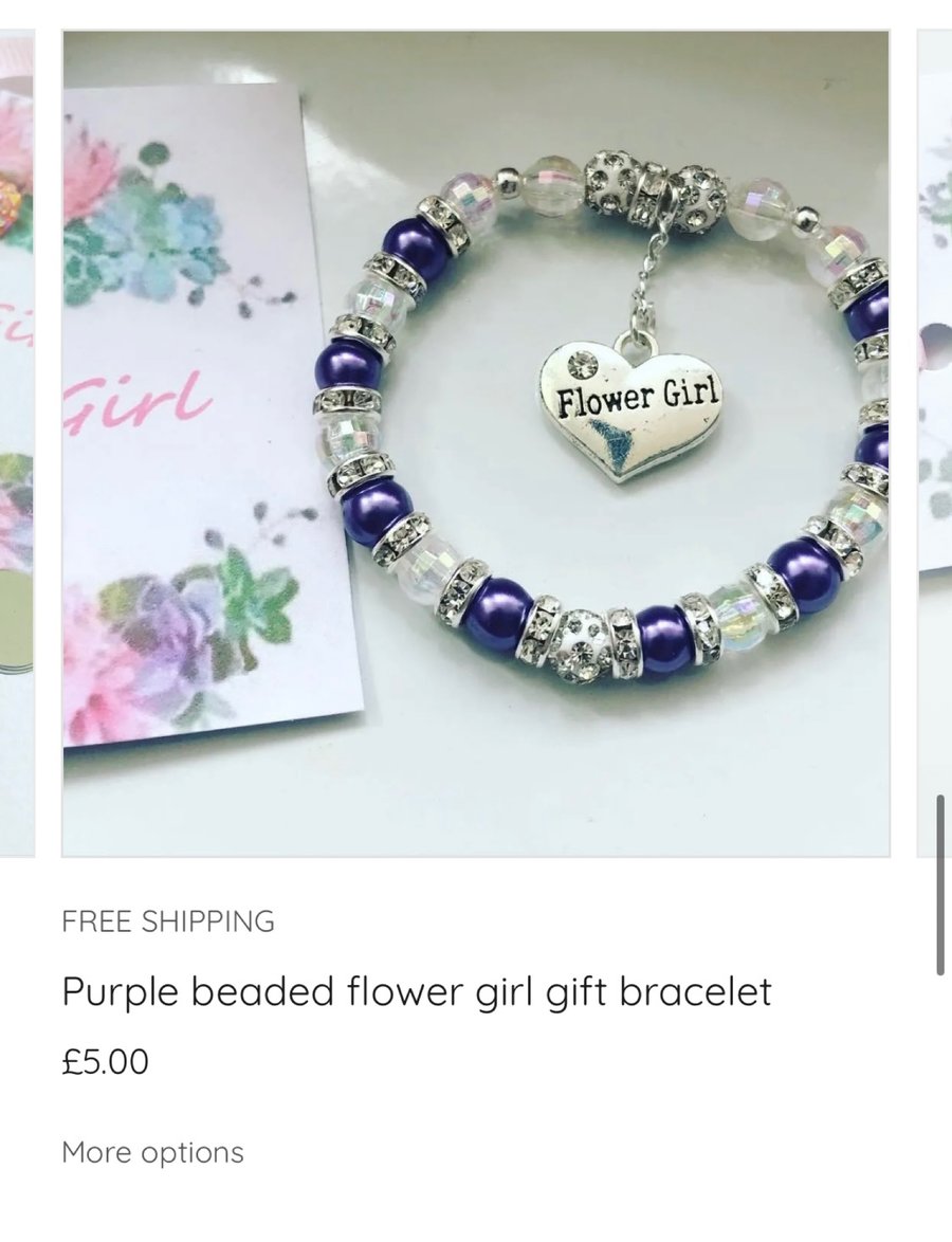 Purple flower girl gift bracelet shamballa rhinestone spacer beaded bracelet 