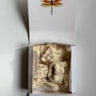 Knitted baby booties and baby mittens gift set boho style beige