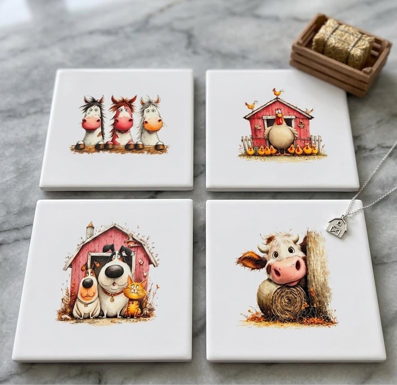 Down on the Farm Ceramic Coasters (Set of 4)