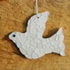 White beach glass dove hanger