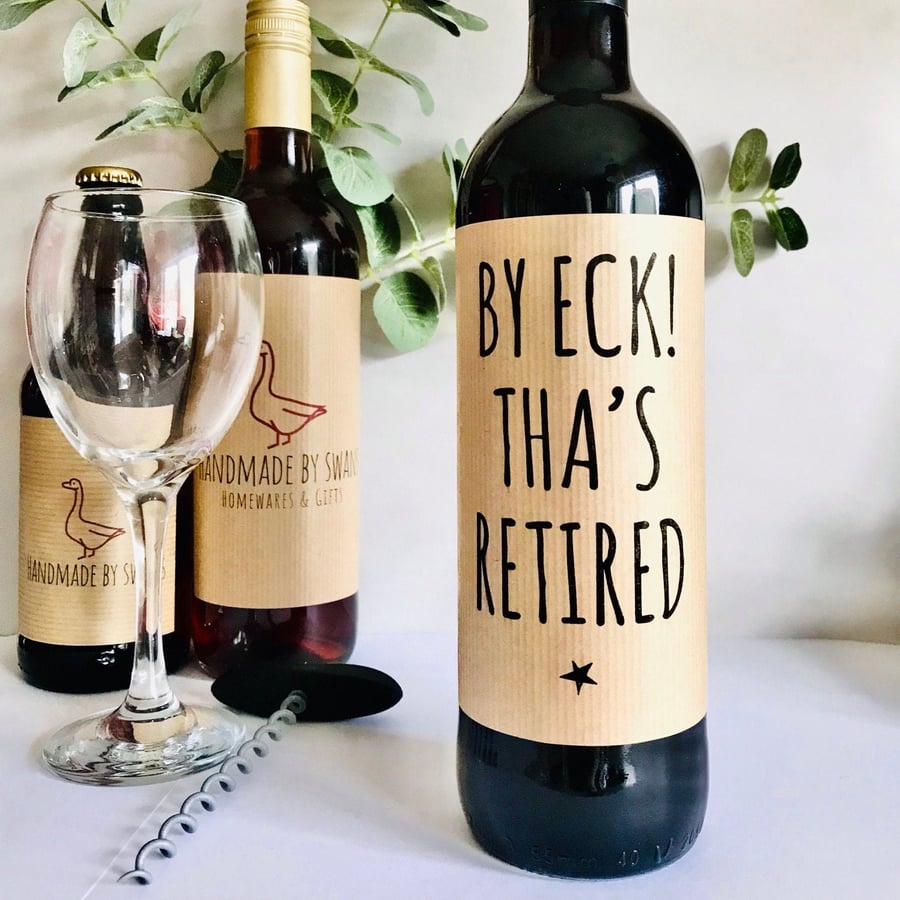 Retirement Wine label, retirement gift, yorkshire wine label