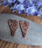 Artisan Made Copper Long Heart Charms Scroll and Loop Design 1 pair - Image 7