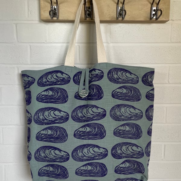 Handprinted Beach Bag - Mussels