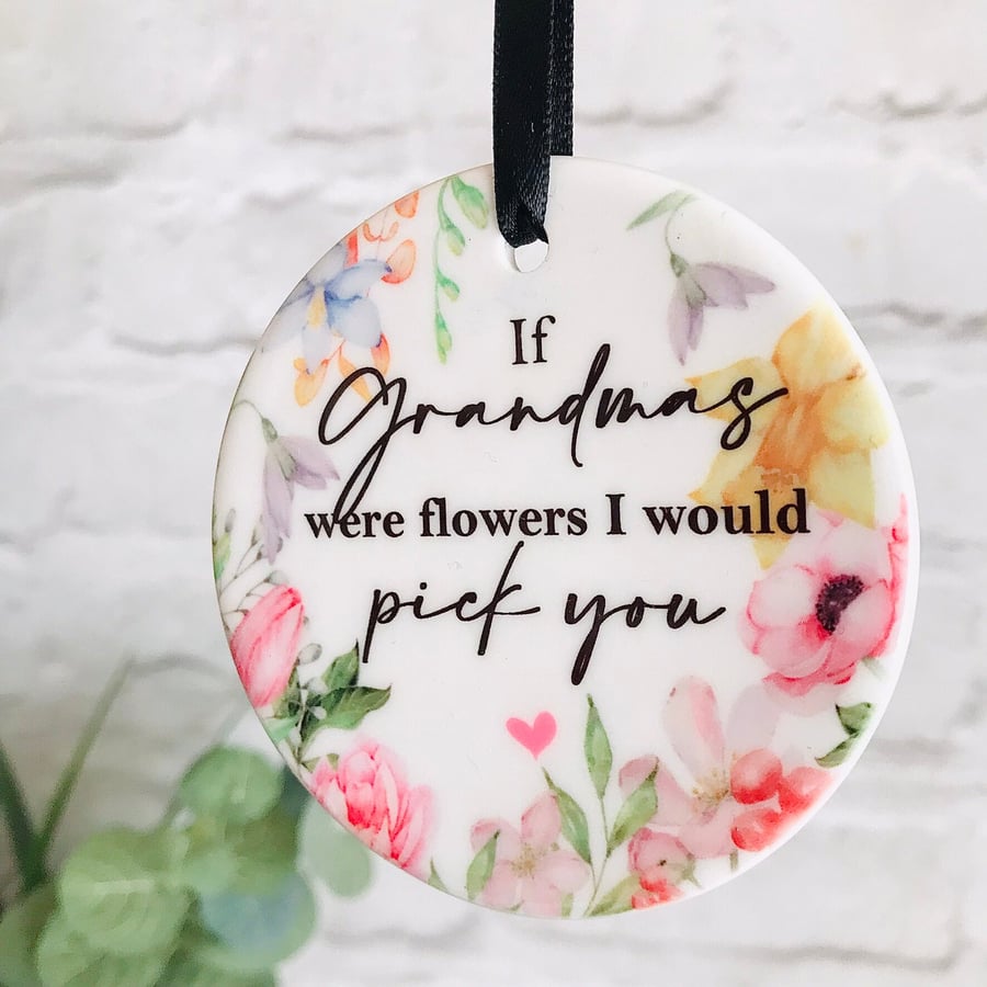 If grandmas were flowers, ceramic keepsake, grandparent birthday gift, nanna