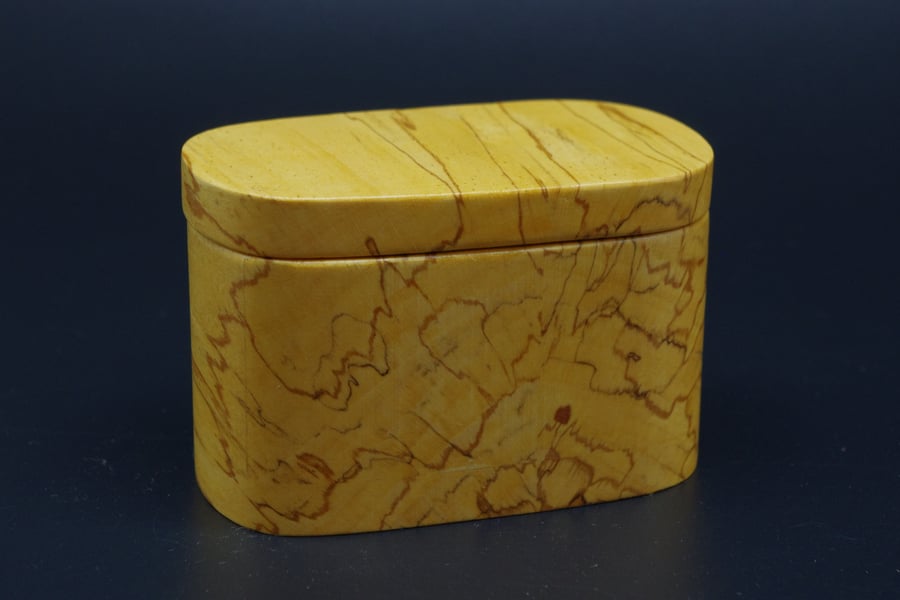 Small handmade Coloured Beech trinket box.