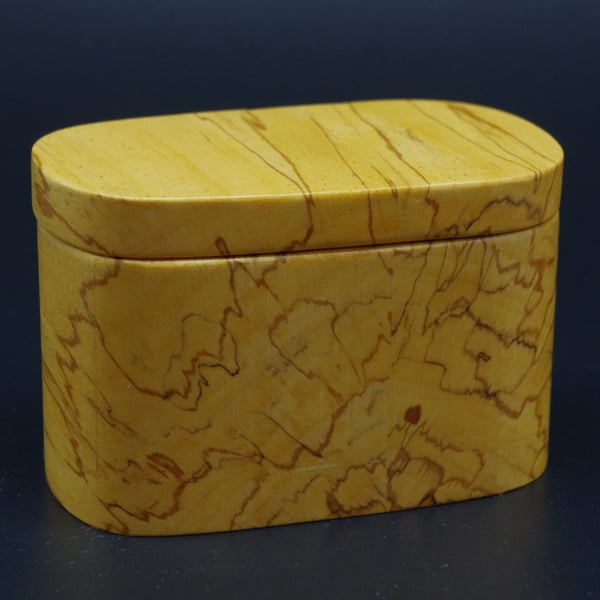 Small handmade Coloured Beech trinket box.