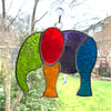 Stained Glass Large Elephant Suncatcher - Handmade Decoration - Multi