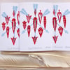 Cupid's Arrows Hand Printed Lino Valentine's Anniversary Wedding  Card 
