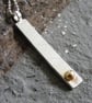 Sterling Silver and 18Ct Yellow Gold Bar Pendant and Chain - Hallmarked - Image 6