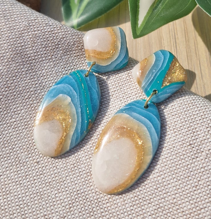 Polymer Clay Earrings: Shoreline 