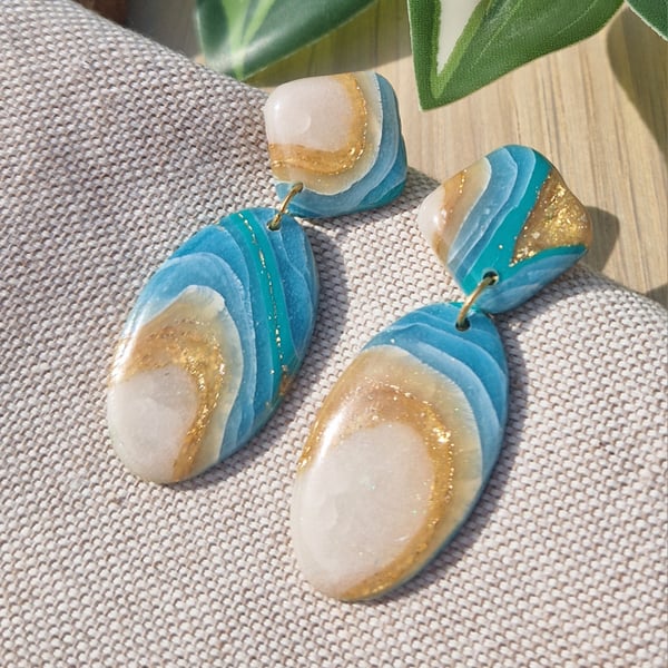 Polymer Clay Earrings: Shoreline 