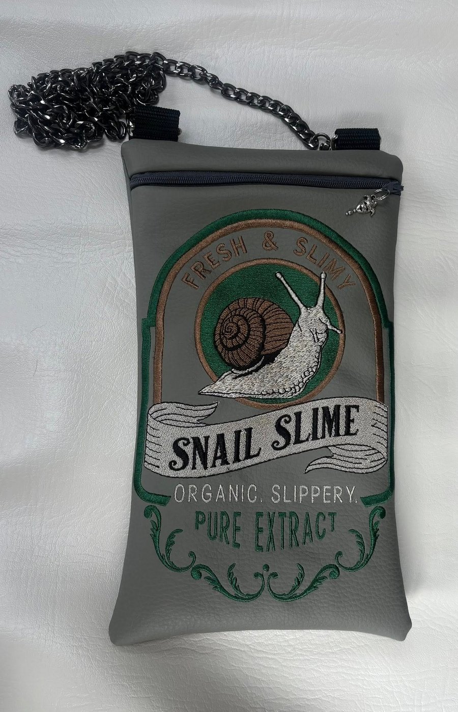 Embroidered Alchemist inspired Snail Slime Bag 