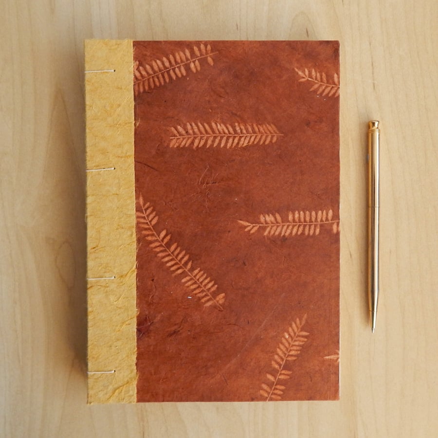 Fern Leaf Hand Made Journal Sketchbook with Nepalese Paper