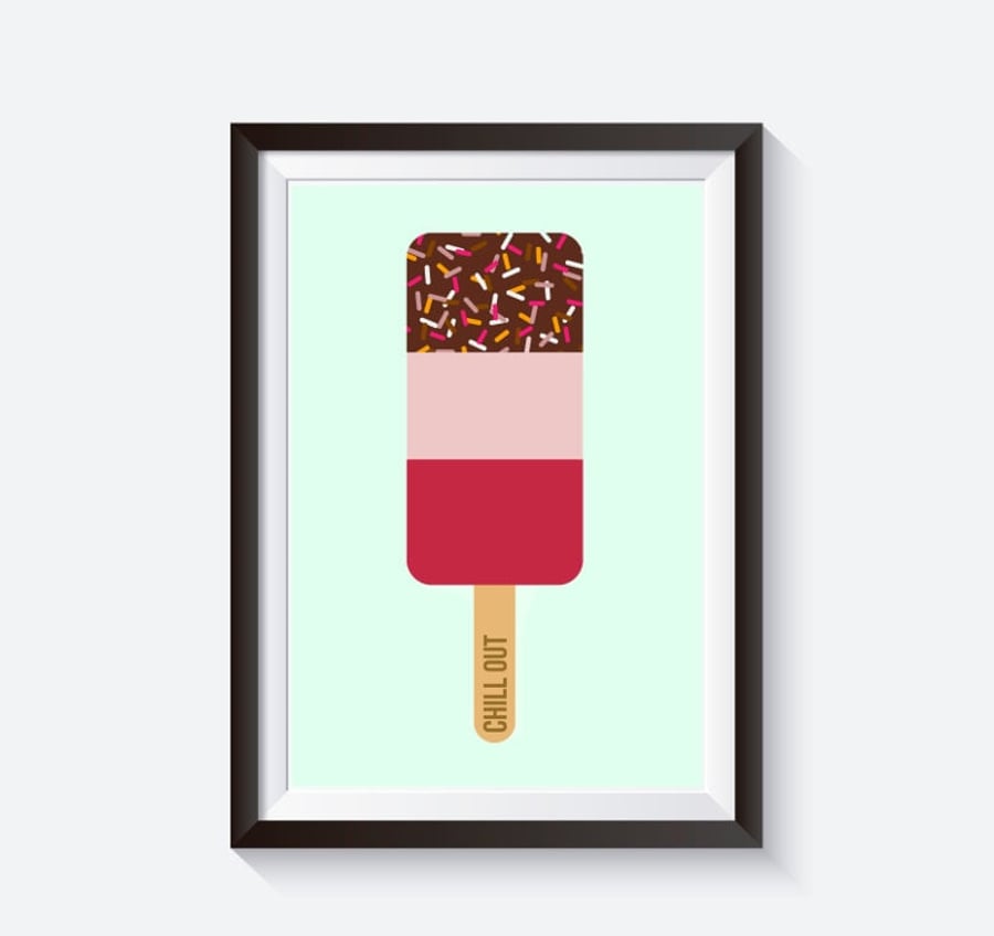 Ice cream poster, ice lolly print, ice cream illustration, kitchen prints