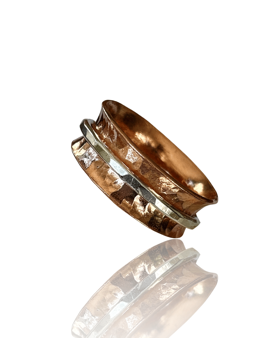 Copper With Silver Spinner Ring
