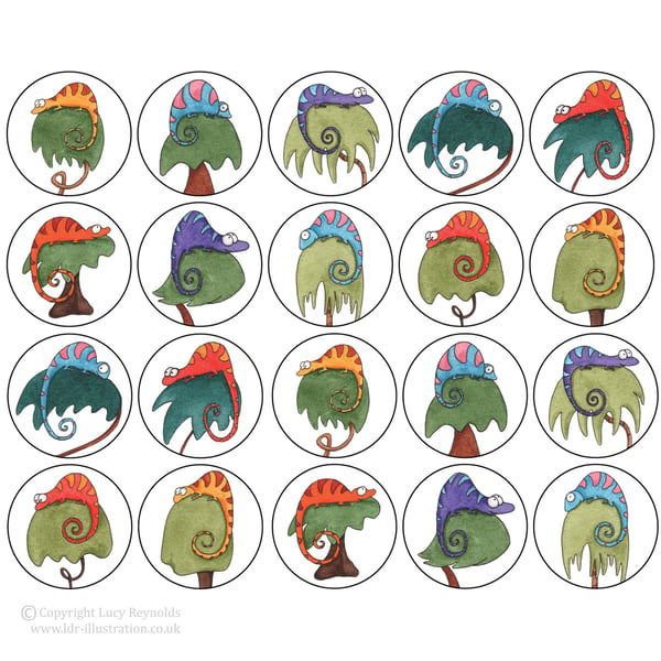 Colourful Chameleon Stickers - Pack of 20