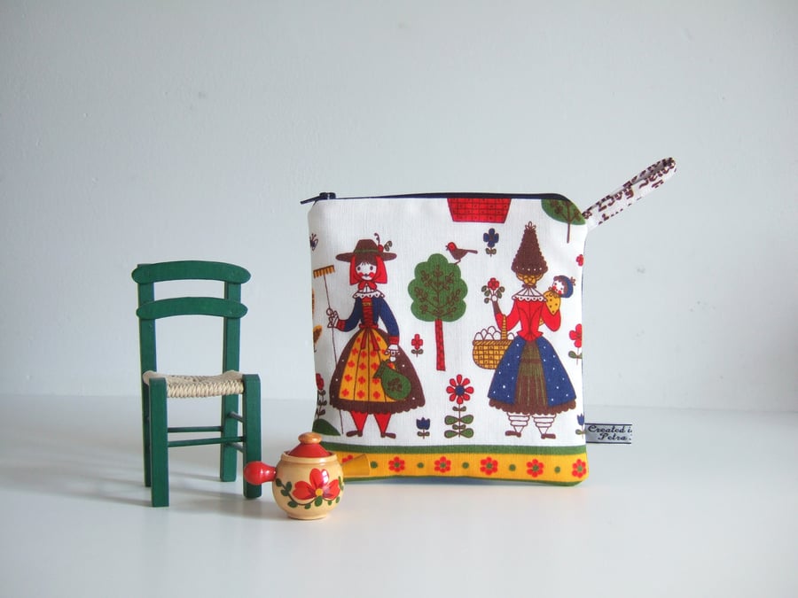 SOLD craft Make up bag, purse or pouch in a vintage Austrian Tyrolean 