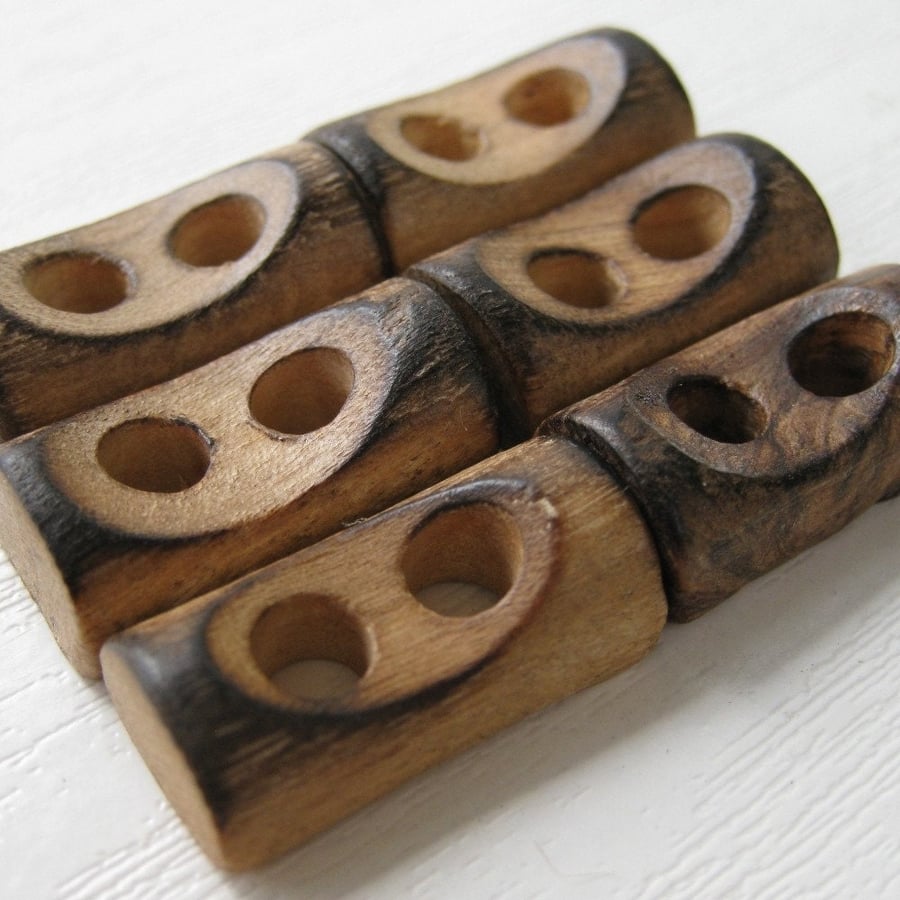 10 Small Cylinder Wooden Buttons