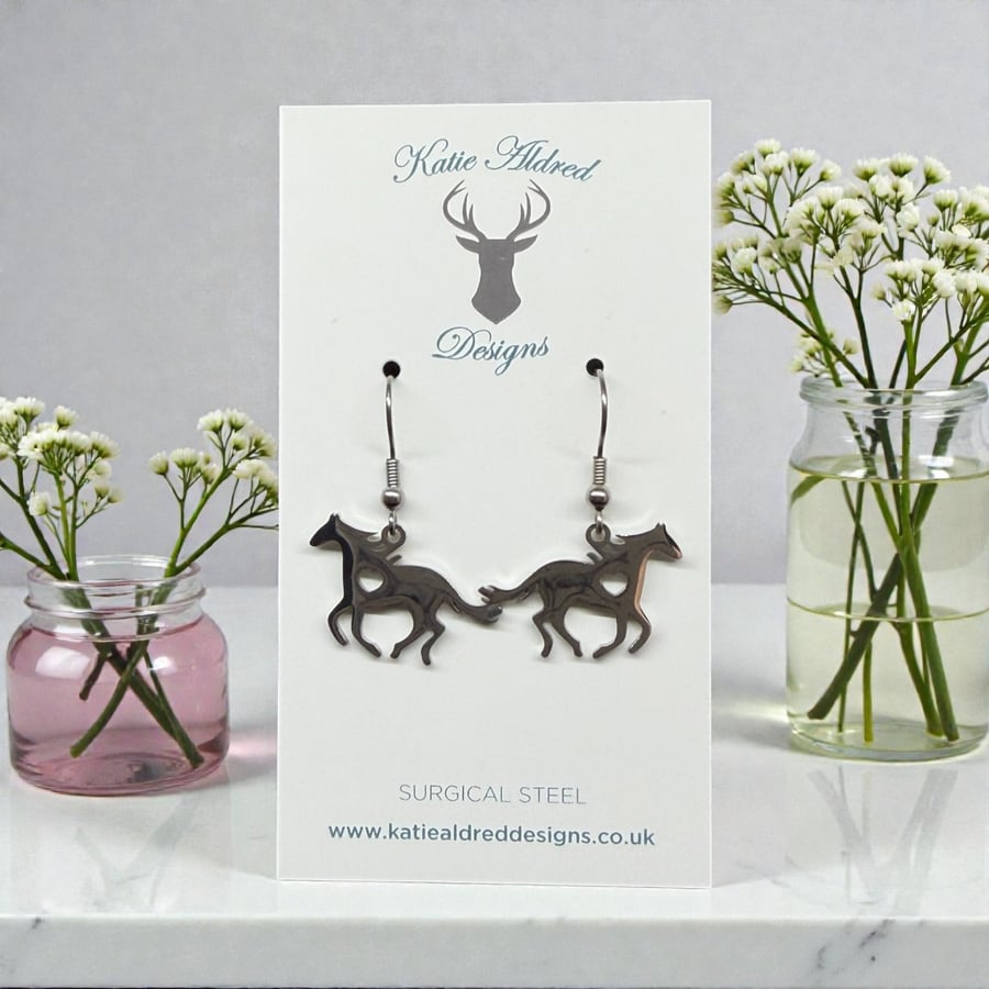 Charm Earrings - Galloping Horse 