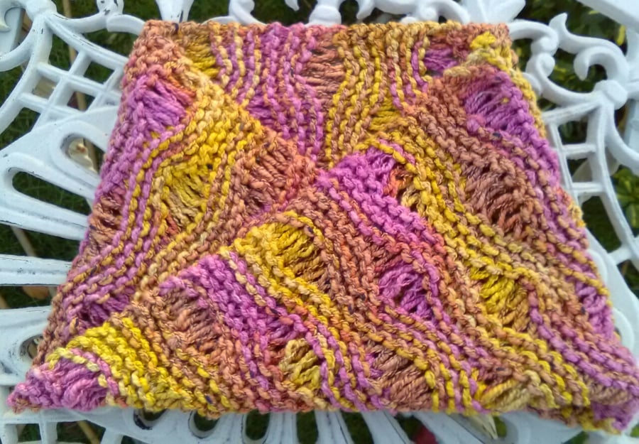Lacy Twisted Mobius Cowl inHand-dyed Pima Cotton Pink Yellow Orange