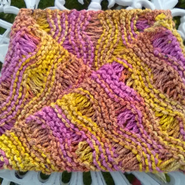 Lacy Twisted Mobius Cowl inHand-dyed Pima Cotton Pink Yellow Orange