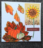 Sunflower, pumpkin and leaves autumn greetings card - Image 1
