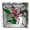 RESERVED Lily Stained Glass Suncatcher Pink Framed 016
