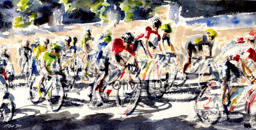 Peloton – limited edition print, mounted but unframed
