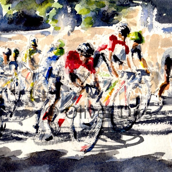 Peloton – limited edition giclée print, mounted but unframed