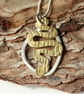 Recycled Silver Brass Textured Adder Snake Pendant Necklace - Image 2