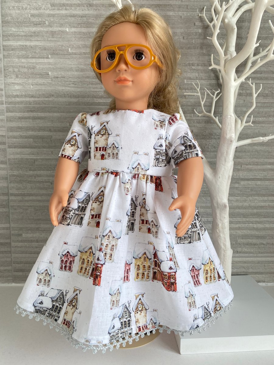 Dolls Christmas Snow Houses Dress
