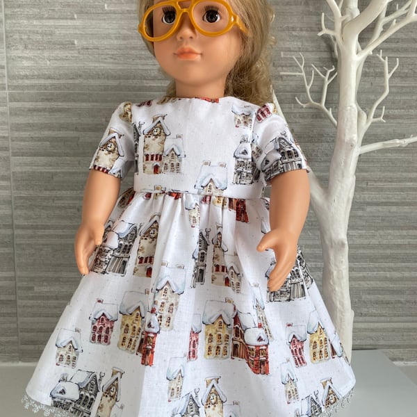 Dolls Christmas Snow Houses Dress